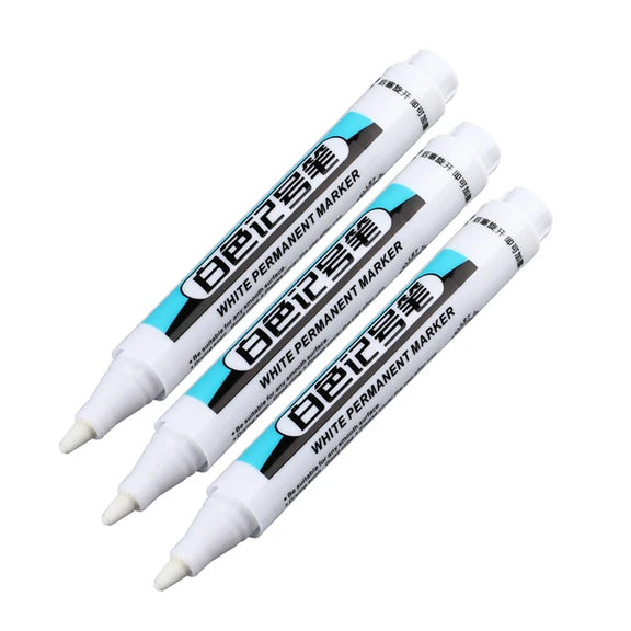 0.7/1.0/2.5MM White Permanent Marker Pens 1/3Pcs Paint Markers for Wood Rock Plastic Leather Glass Stone Metal Art Supplies