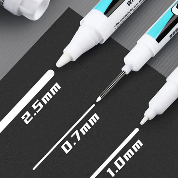 0.7/1.0/2.5MM White Permanent Marker Pens 1/3Pcs Paint Markers for Wood Rock Plastic Leather Glass Stone Metal Art Supplies