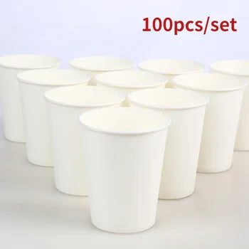 50/100pcs/Pack 250ml Pure White Paper Cups