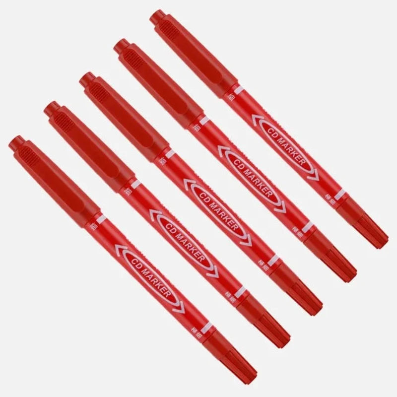 10Pcs Twin Tip Permanent Marker Black/Blue/Red Oil Marker Pen Fine Nid Marker Ink Stationery School & Office Supplies