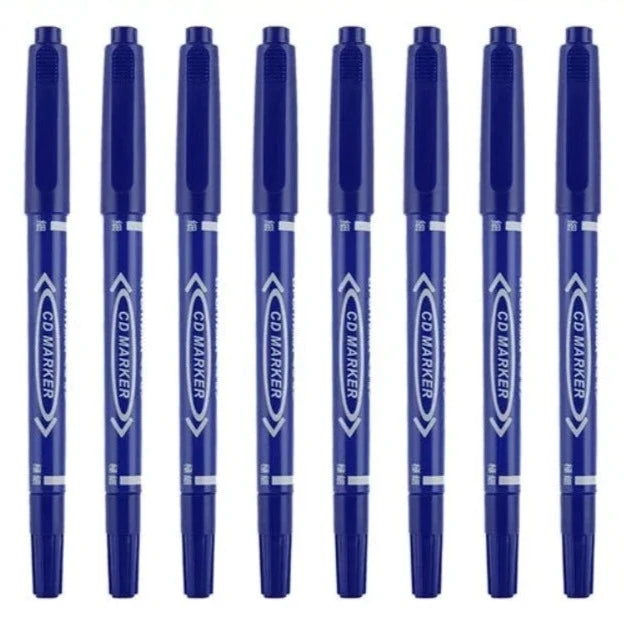 10Pcs Twin Tip Permanent Marker Black/Blue/Red Oil Marker Pen Fine Nid Marker Ink Stationery School & Office Supplies