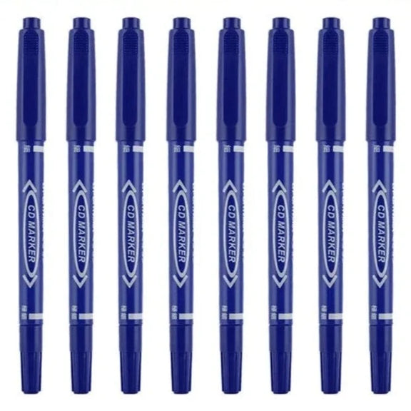 10Pcs Twin Tip Permanent Marker Black/Blue/Red Oil Marker Pen Fine Nid Marker Ink Stationery School & Office Supplies