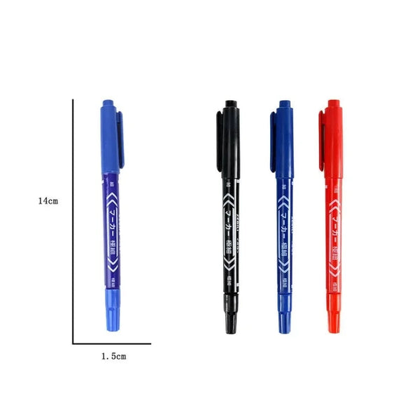 10Pcs Twin Tip Permanent Marker Black/Blue/Red Oil Marker Pen Fine Nid Marker Ink Stationery School & Office Supplies