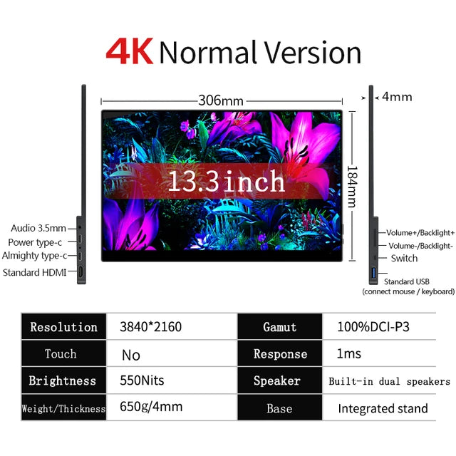 4K OLED Touch Portable Monitor for Gaming