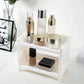 1PC PP Desktop Double Layer Storage Rack Rectangular White Organizing Student Desk Office Cosmetics Stationery