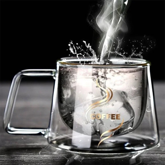 200Ml Double Wall Glass Coffee Mug with Handle Transparent Heat-Resistant Espresso Cup Breakfast Latte Cappuccino Tea Cup