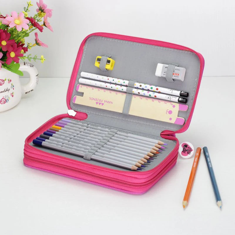 36/48/72 Holes Pencil Case for Drawing Painting Art Marker Pens Multifunction Large Capacity School Stationery Bag Pouch Supply