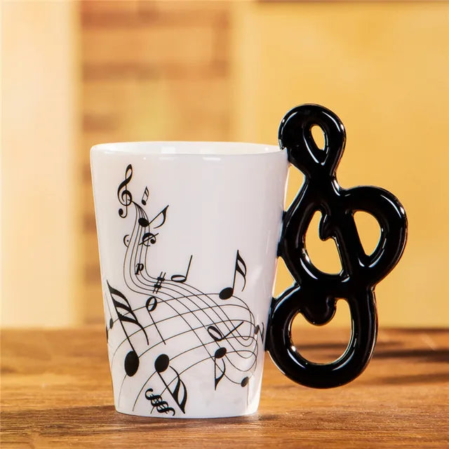 240Ml Creative Music Ceramic Mug Guitar Violin Style Cute Coffee Tea Milk Stave Mugs and Cups with Handle Novelty Gifts