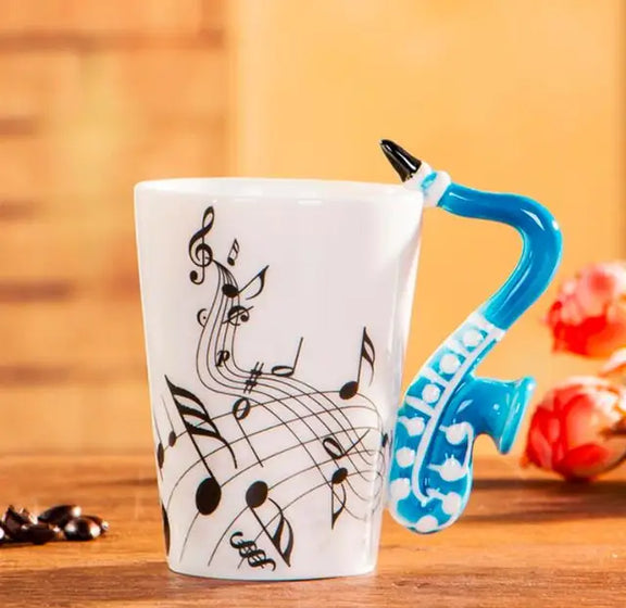 240Ml Creative Music Ceramic Mug Guitar Violin Style Cute Coffee Tea Milk Stave Mugs and Cups with Handle Novelty Gifts