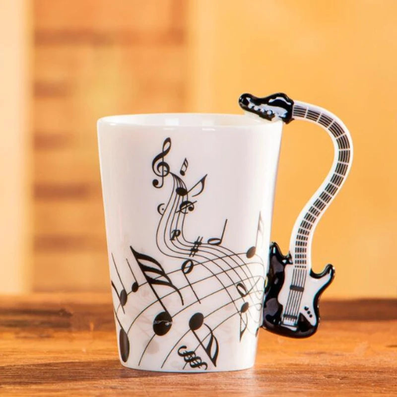 240Ml Creative Music Ceramic Mug Guitar Violin Style Cute Coffee Tea Milk Stave Mugs and Cups with Handle Novelty Gifts