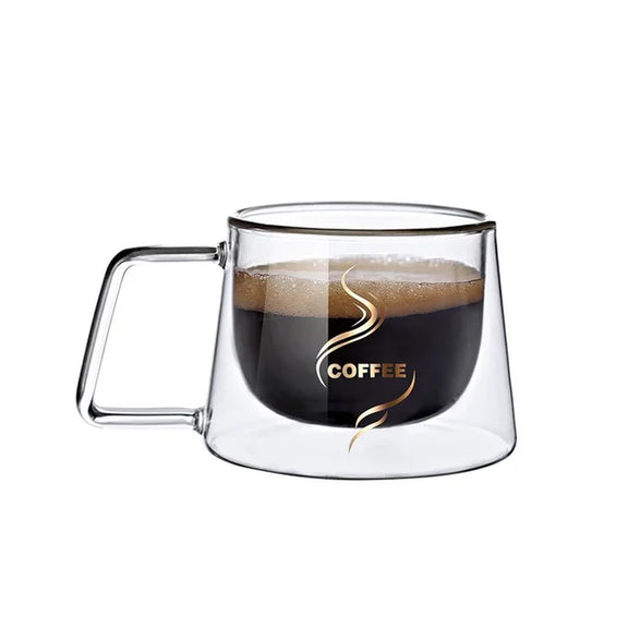 200Ml Double Wall Glass Coffee Mug with Handle Transparent Heat-Resistant Espresso Cup Breakfast Latte Cappuccino Tea Cup