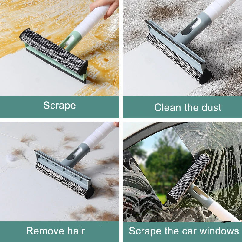 3 in 1 Window Cleaning Brush Glass Wiper for Bathroom Mirror Window with Spray Double-Sided Window Cleaner Squeegee Wiper