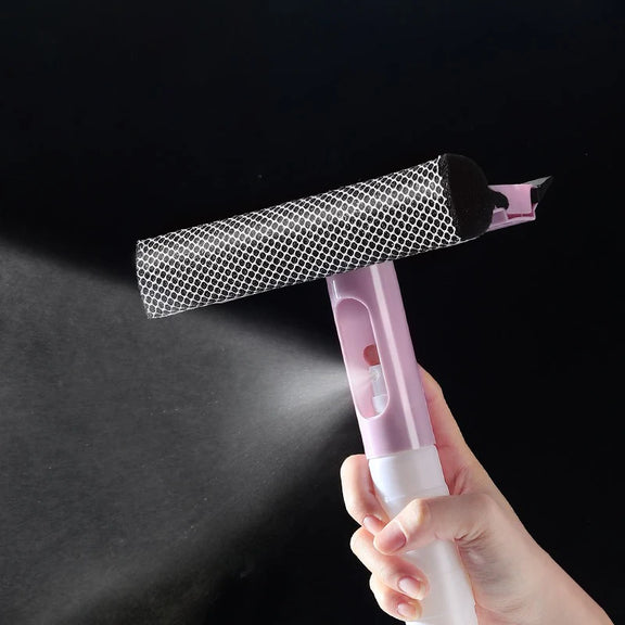 3 in 1 Window Cleaning Brush Glass Wiper for Bathroom Mirror Window with Spray Double-Sided Window Cleaner Squeegee Wiper