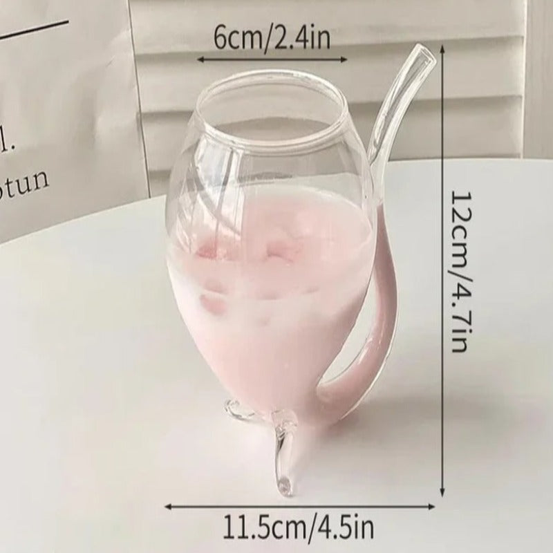 Ins Glass Cup Heat-Resistant Tumbler Drinkware Transparent Tea Juice Milk Coffee Mug Home Water Glasses Stripe Mug 410/650/530Ml