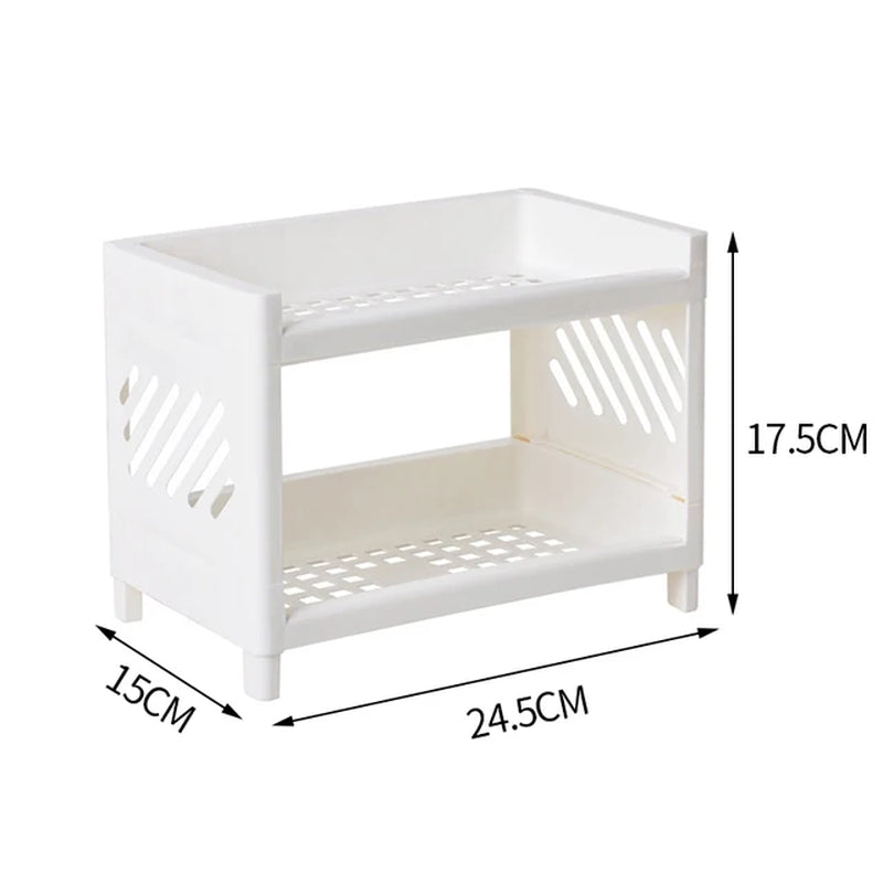 Multifunctional Shelves Double-Layer Storage Shelf Desktop Storage Rack Plastic Desk Shelves Cosmetic Sundries Organizer Storage