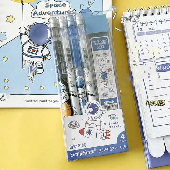 4/6Pcs 0.5Mm Mechanical Pencils Kawaii Automatic Pencils with Erasers Korean Stationery Cute Pencils School Office Press Pens