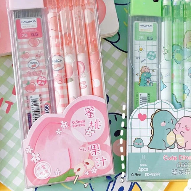 4/6Pcs 0.5Mm Mechanical Pencils Kawaii Automatic Pencils with Erasers Korean Stationery Cute Pencils School Office Press Pens