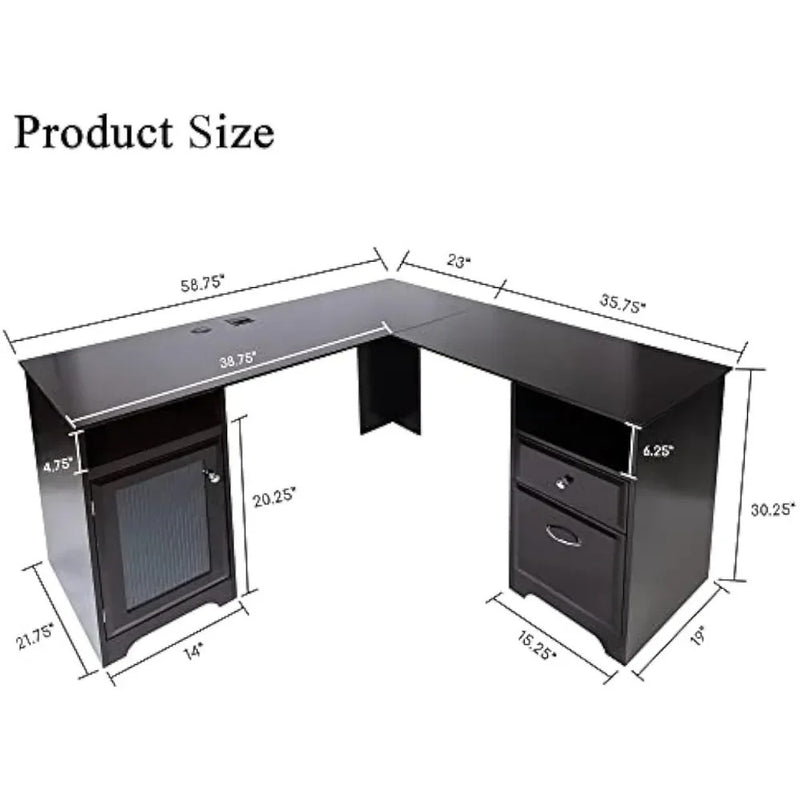 Dark Brown L-Shaped Office Corner Desk