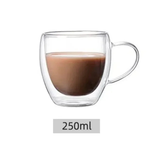 5 Sizes Double Wall Insulated Glass Cup Clear Espresso Coffee Mugs Handmade Beer Mug Tea Milk Glass Whiskey Glass Cups Drinkware