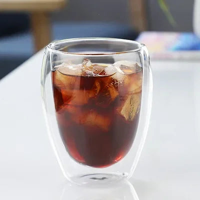 5 Sizes Double Wall Insulated Glass Cup Clear Espresso Coffee Mugs Handmade Beer Mug Tea Milk Glass Whiskey Glass Cups Drinkware