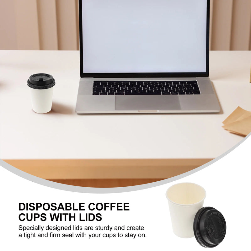 50 Pcs Takeaway Cups Paper Espresso Coffee Lids Hot Drink Treated