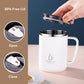 500Ml/17Oz 304 Stainless Steel Water Bottle Double Layers Coffee Mug Milk Cup with Plastic Lid and Handle