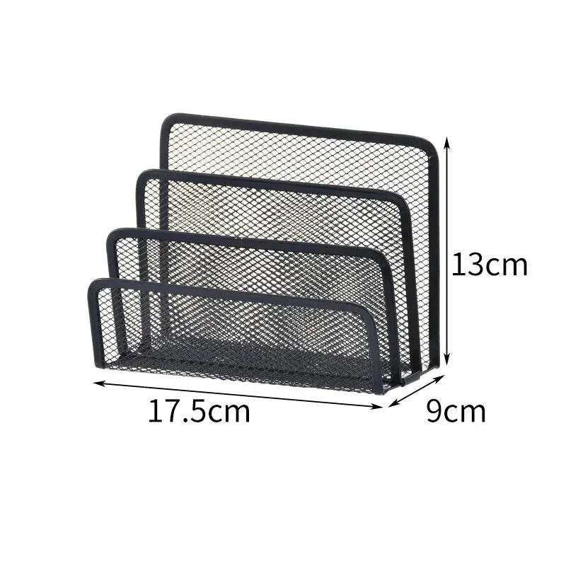 Black Desktop Office Storage Grid Metal