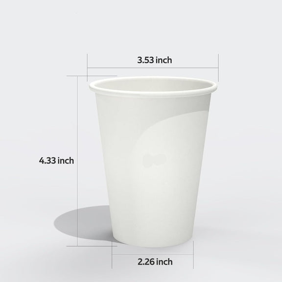 100 Count 12 Oz Coffee Cups, Leak-Free Food Safe Paper Cups 12 Oz, Disposable Coffee Cups, Hot Paper Coffee Cups 12Oz, White Paper Cups for Cold and Hot Drinks