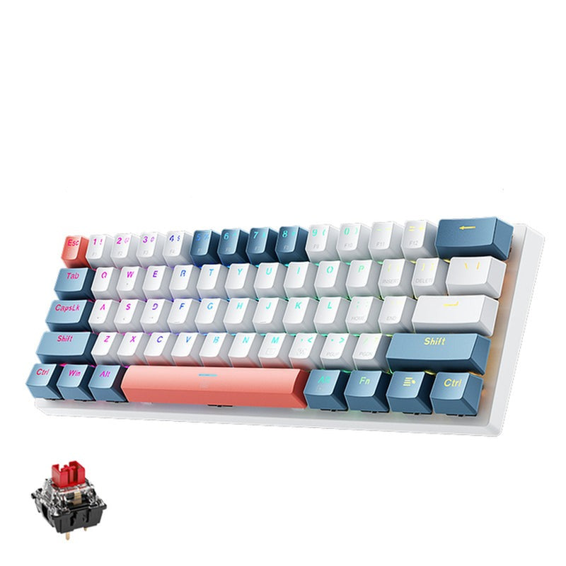 K500-B61 Mini Mechanical Keybaord 60% Form Factor 61Keys Gaming Keybaord Wired Full Key Hot-Swappable RGB Backlit