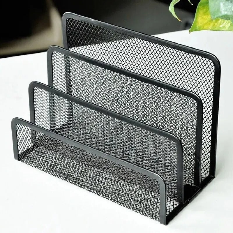 Black Desktop Office Storage Grid Metal