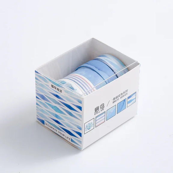 5Pcs/Set Washi Tapes Basic Masking Tape Scrapbooking Adhesive DIY Decorative Stationery School Supplies