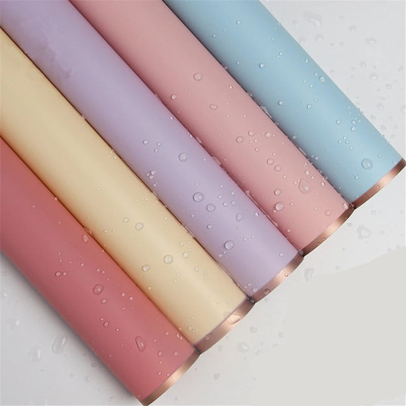 20PCS/PACK Golden Border Rose Flower Wrapping Paper Korean Style Half Transparent Gift Wrap Florist Bouquet Wrapping Paper