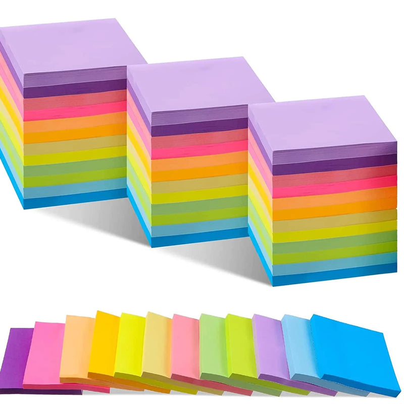 6 Pcs Fluorescent Color 3*3Inch Sticky Note Posted It Note Pads Stickers Planner Sticker Notepad Memo Pad School Office Supplies