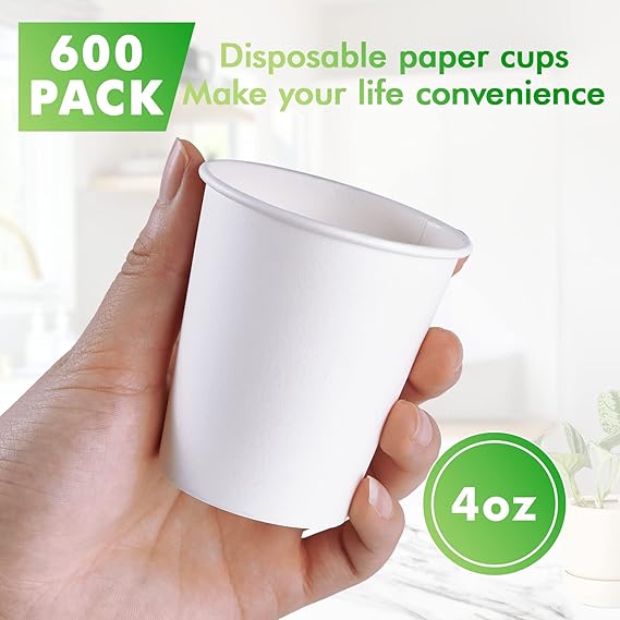 600 Pack 4 oz Paper Cups, Bathroom Cups, Small Mouthwash