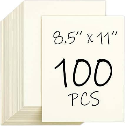 White Cardstock 8.5 x 11, 100 Sheets, 92lb