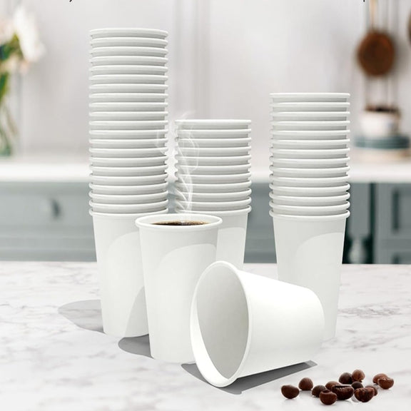 100 Count 12 Oz Coffee Cups, Leak-Free Food Safe Paper Cups 12 Oz, Disposable Coffee Cups, Hot Paper Coffee Cups 12Oz, White Paper Cups for Cold and Hot Drinks