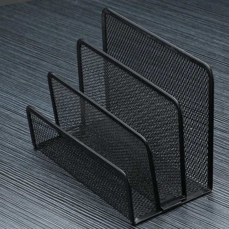 Black Desktop Office Storage Grid Metal