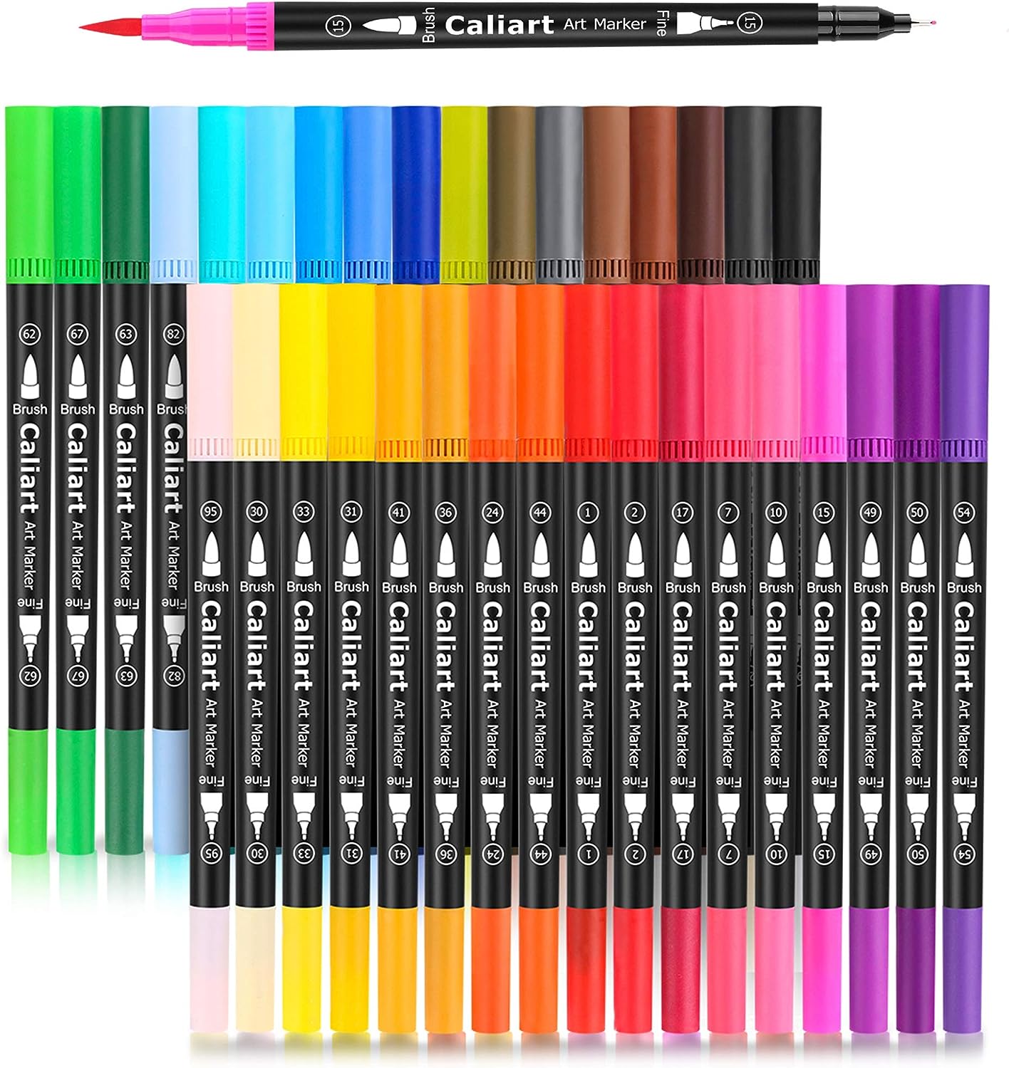 Brush Pens for Coloring Books, 34 Colors Dual Tip (Brush & Fine) Art Markers Fine Tip Color Pens for Kid Adults Coloring, Bullet Journaling Calligraphy Note Taking Calendar Art Office School