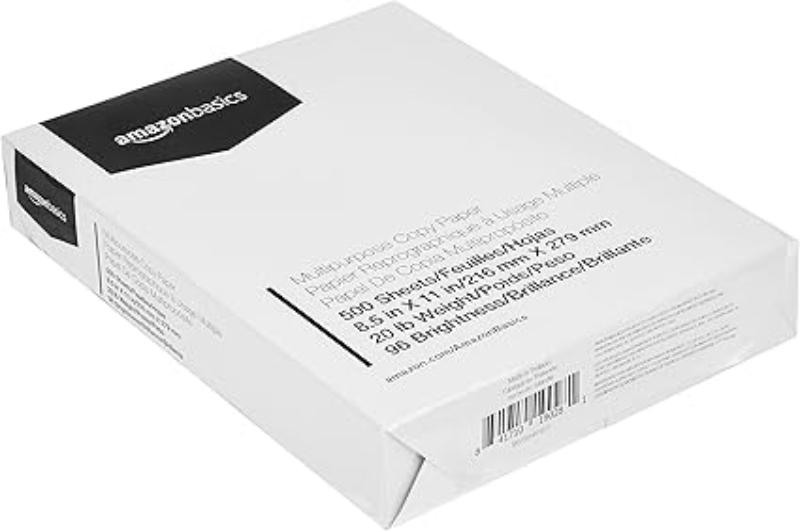 Amazon Basics Copy Paper, 500 Sheets, 96 Bright