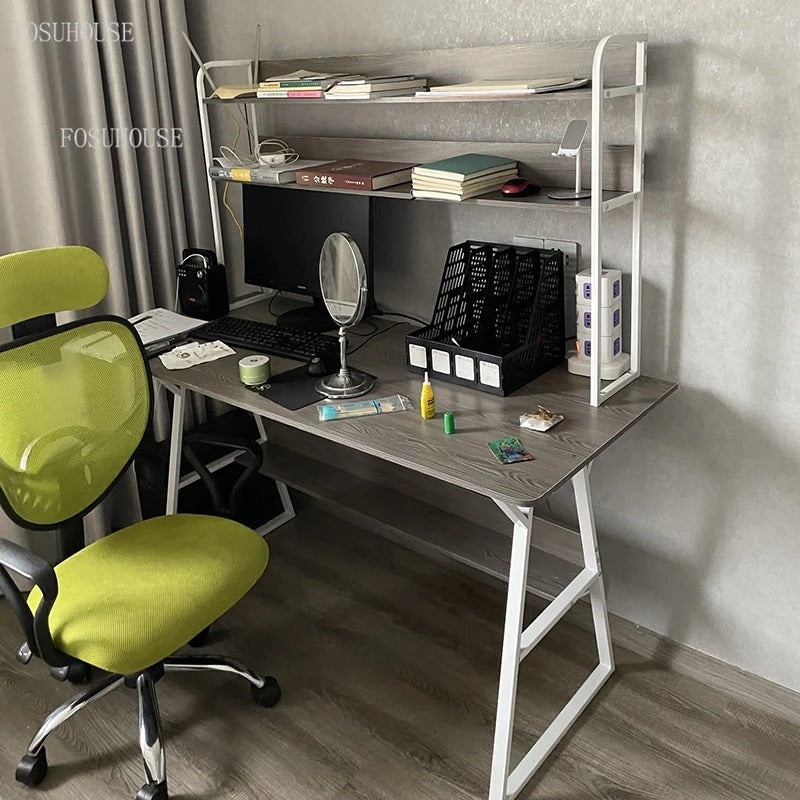 Stylish Desktop Desk with Built-In Bookshelf