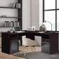 Dark Brown L-Shaped Office Corner Desk