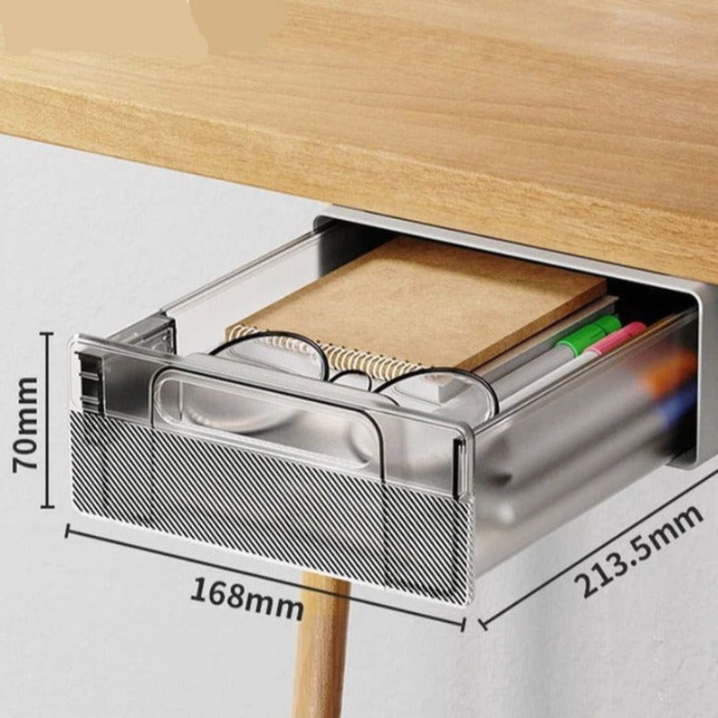 under Desk Drawer Organizer No-Punch Strong Sticky under Table Hidden Storage Box W/ Induction Night Light Grocery Storage