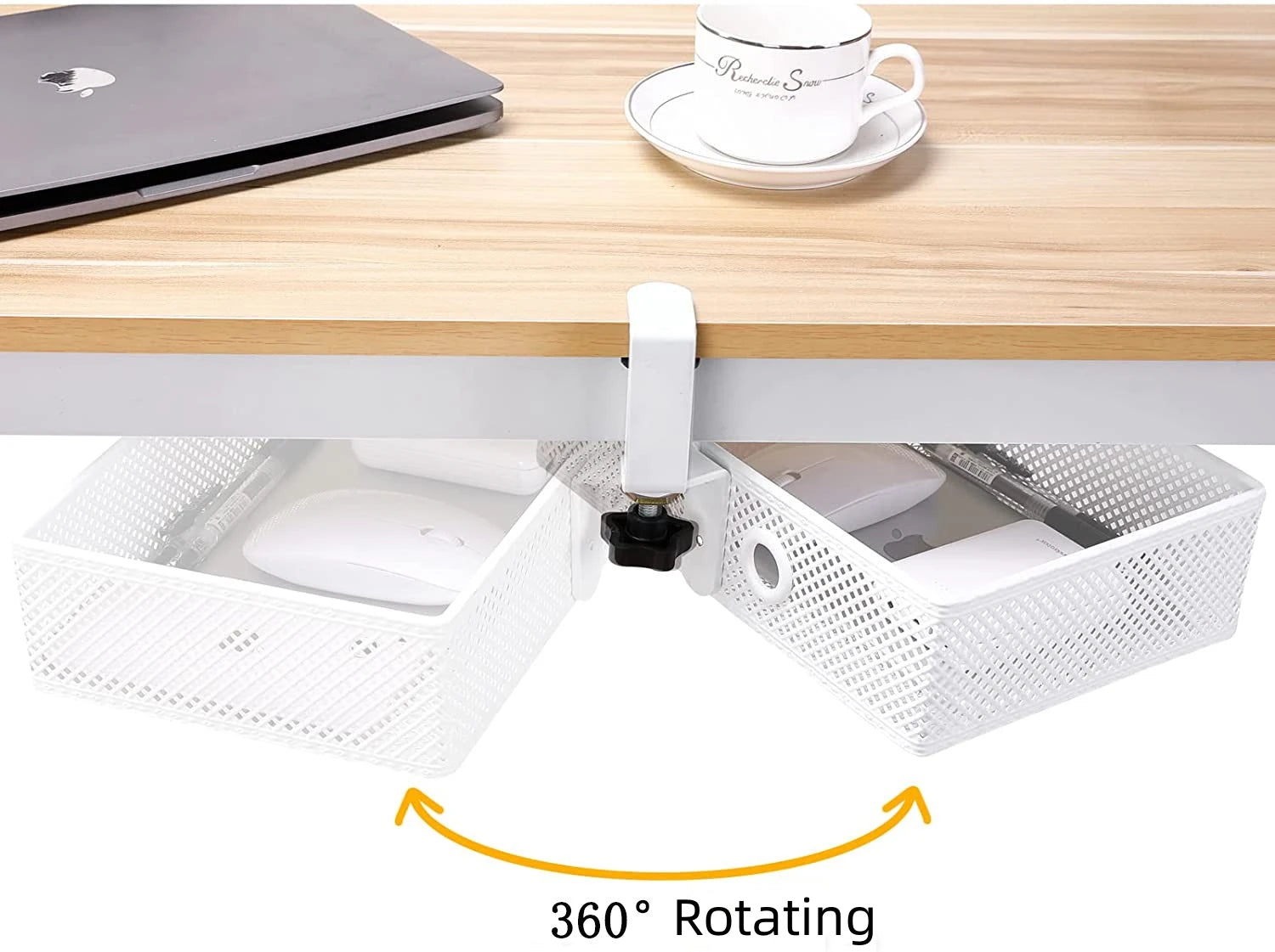 Desk Cable Management Tray 360 Rotating under Table Socket Hang Holder Power Strip Storage Rack Home Offices Wire Cord Organizer