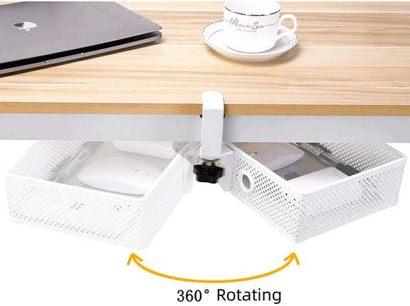 Desk Cable Management Tray 360 Rotating under Table Socket Hang Holder Power Strip Storage Rack Home Offices Wire Cord Organizer