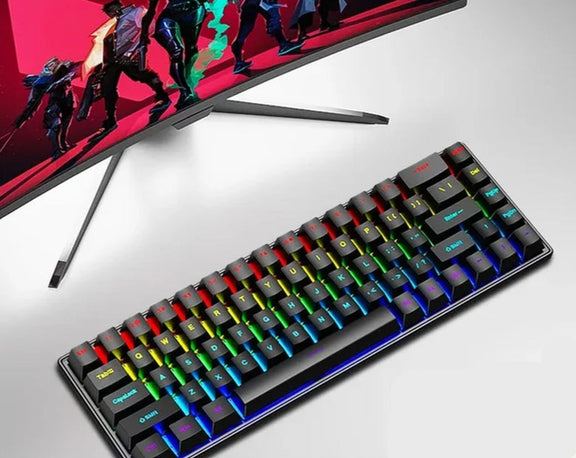 K68 Wired Mechanical Keyboard 10Kinds of Colorful Lighting Gaming and Office for Microsoft Windows and Apple IOS System