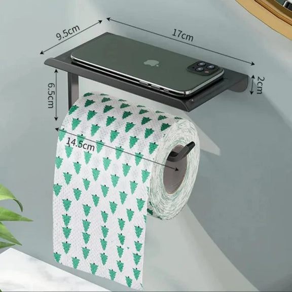 Aluminum Alloy Toilet Paper Holder Bathroom Wall Mount WC Paper Phone Holder Shelf Towel Roll Shelf Accessories