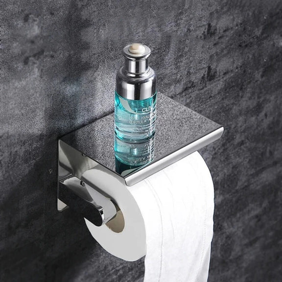 Aluminum Alloy Toilet Paper Holder Bathroom Wall Mount WC Paper Phone Holder Shelf Towel Roll Shelf Accessories