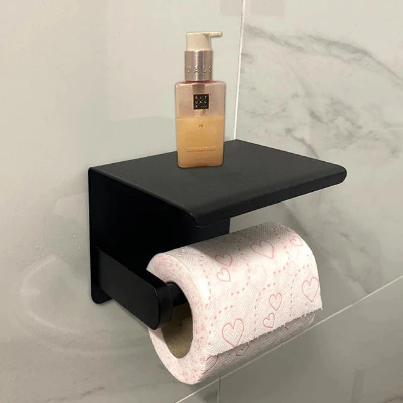 Aluminum Alloy Toilet Paper Holder Bathroom Wall Mount WC Paper Phone Holder Shelf Towel Roll Shelf Accessories