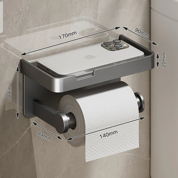 Aluminum Alloy Toilet Paper Holder Bathroom Wall Mount WC Paper Phone Holder Shelf Towel Roll Shelf Accessories