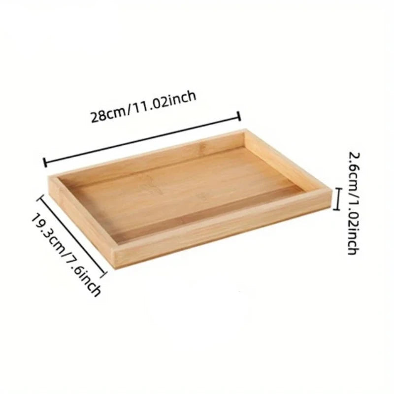 Bamboo Wooden Rectangular Tea Tray Solid Wood Tray Tea Cup Trays Stand Tray Wooden Hotel Dinner Plate Storage Tray Tableware